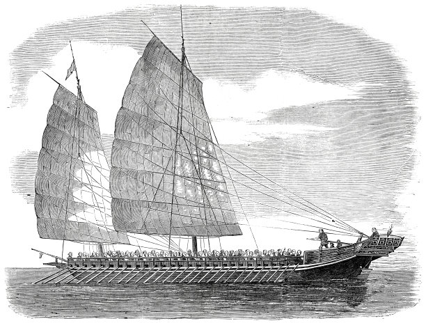 广州的中国海盗船，划艇和帆船的混合图片下载