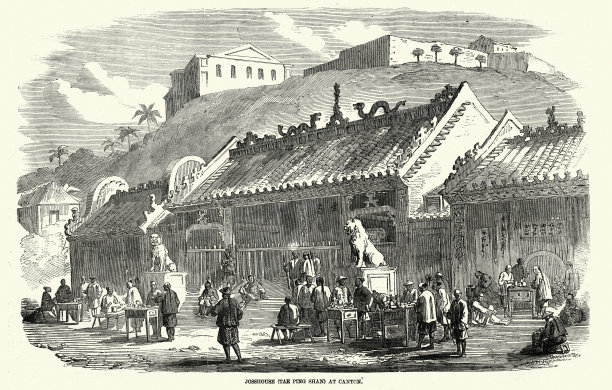 中国大庙，广东，1858年，19世纪图片下载