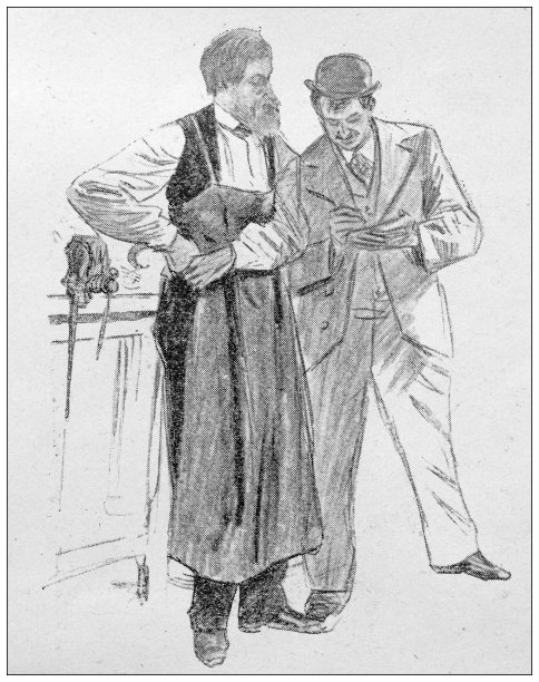 古色古香的形象:法国喜剧演员和角色，Desfontaines和Seruzier扮演Pied de Choux和Bookmaker图片下载