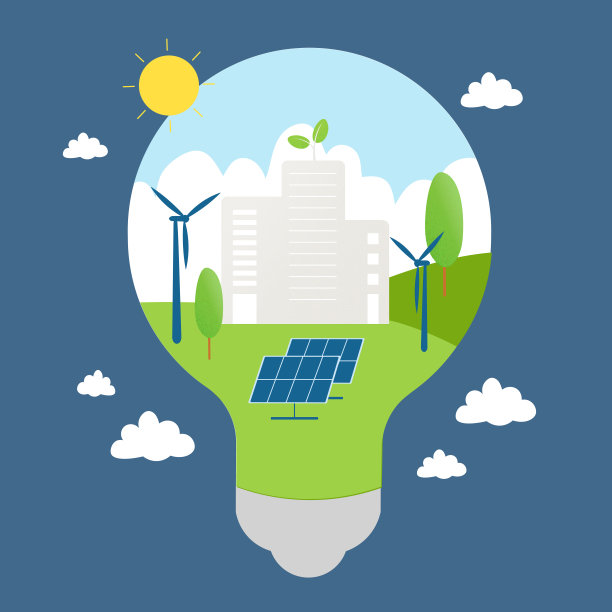 绿色能源，生态概念平面设计矢量插图。图片下载