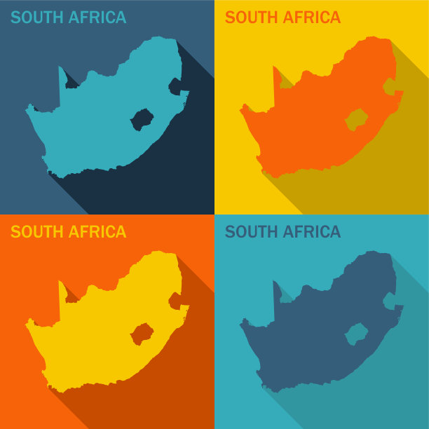 南非平面地图有四种颜色可供选择图片下载