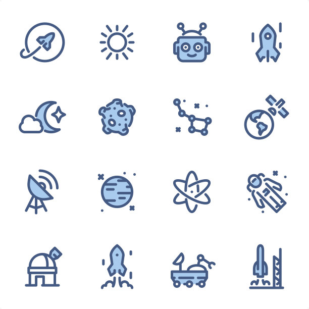 空间-像素完美的蓝线图标图片下载