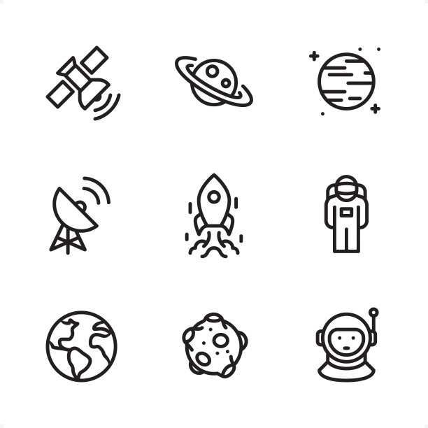 太空单线条图标图片下载