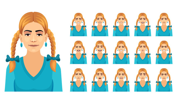 年轻女子的面部表情。图片下载