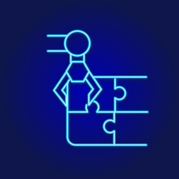 人工智能机械臂与谜题细线图标-可编辑的笔画图片下载