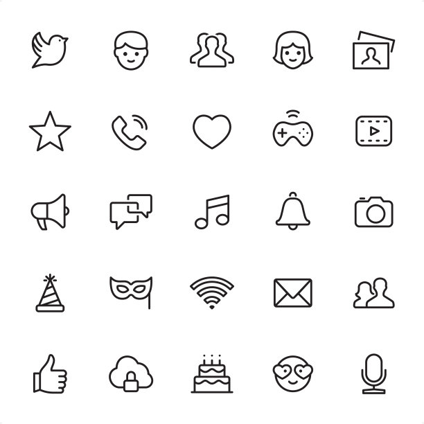 社交媒体轮廓图标集图片下载