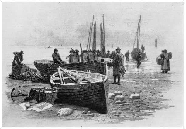 来自英国杂志的古董图片:康沃尔郡塞嫩湾图片下载