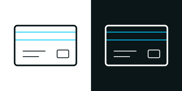 信用卡。黑色或白色背景上的双色线条图标-可编辑笔触图片下载