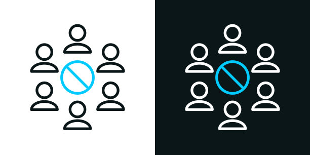 不要聚集——避免人群。黑色或白色背景上的双色线条图标-可编辑笔触图片下载