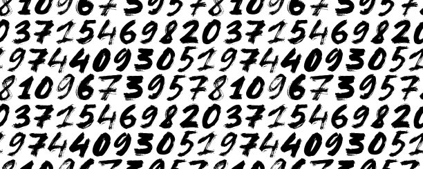笔刷绘制粗体数字无缝图案。图片下载
