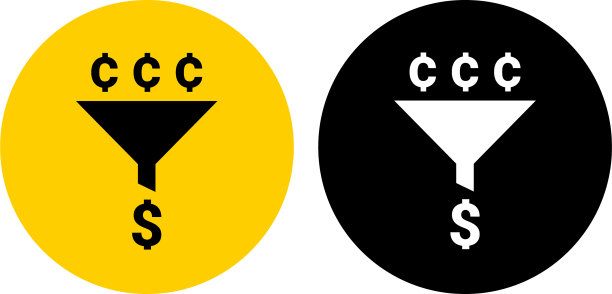 简单的漏斗与美分和美元标志图标图片下载