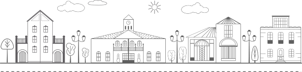 城市街道上有现代化的房屋、别墅和一座图片下载