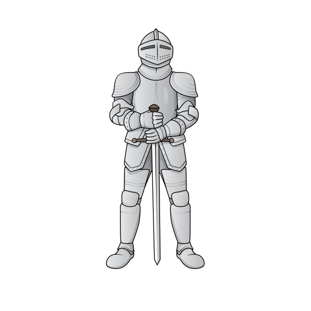 彩色矢量插图的儿童活动涂色书页与图片的字符骑士。图片下载