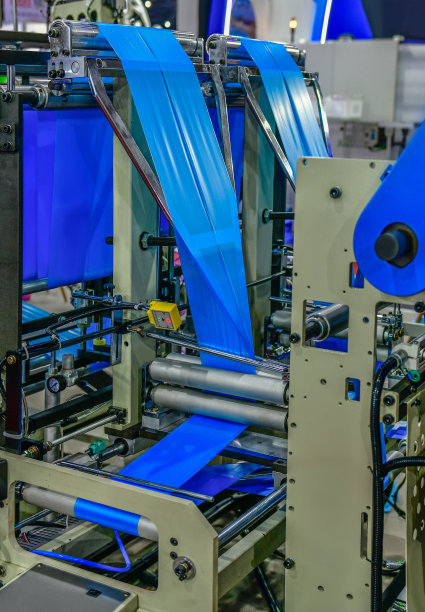 自动化生产线蓝色塑料袋工业展览机械图片下载