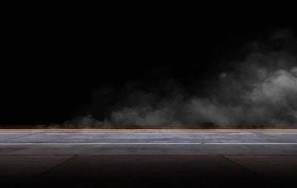 抽象赛车插图，汽车背景与烟雾在混凝土地板上，插图图片下载