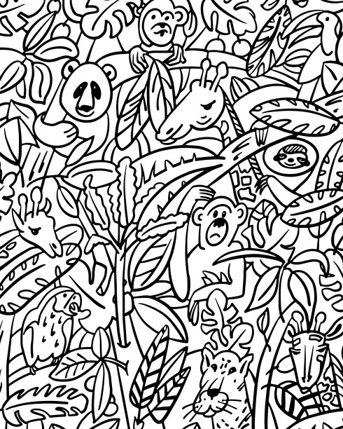 把丛林动物染成黑色图片下载