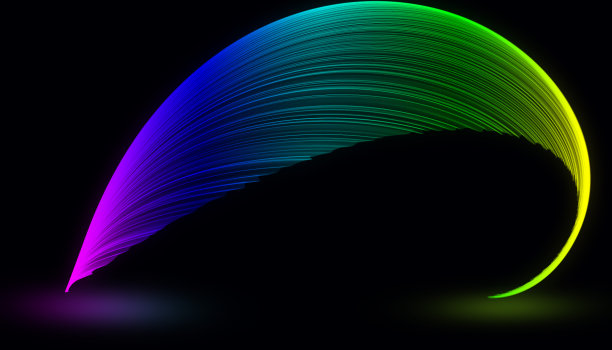 抽象的多色曲线线孤立在一个黑暗的背景。图片下载