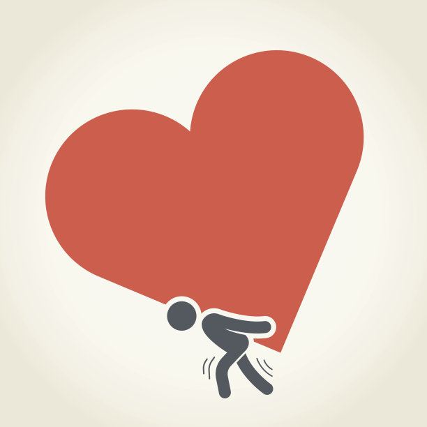 男人带着一个红色的心形图片下载