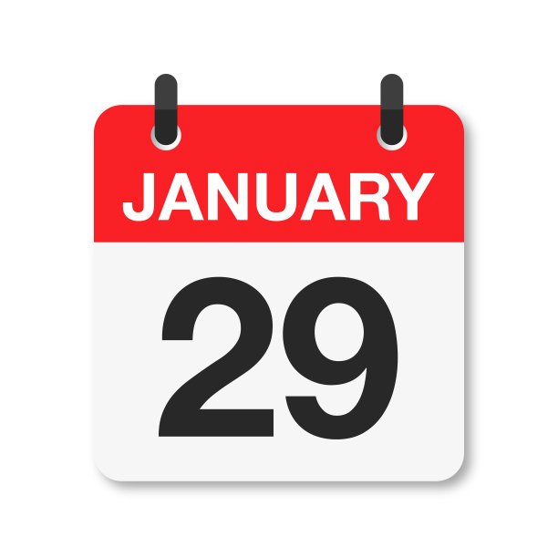 1月29日-每日日历图标-白色背景图片下载