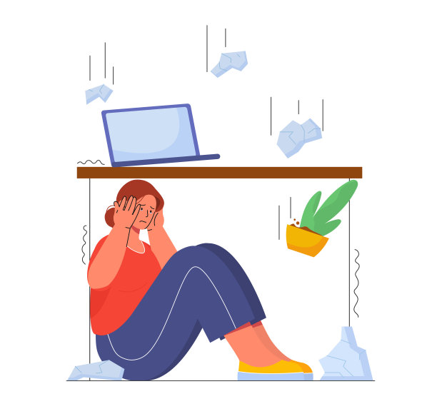 女人躲避地震矢量的概念图片下载