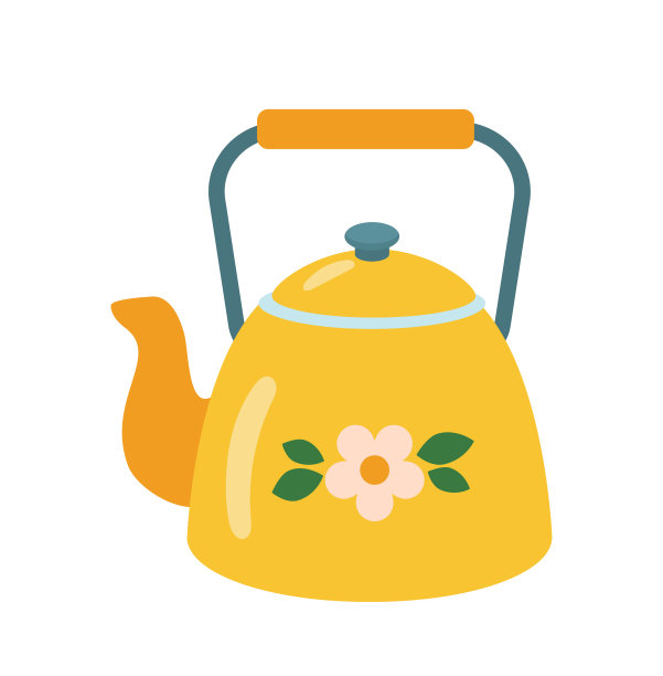 茶在黄色茶壶矢量概念图片下载