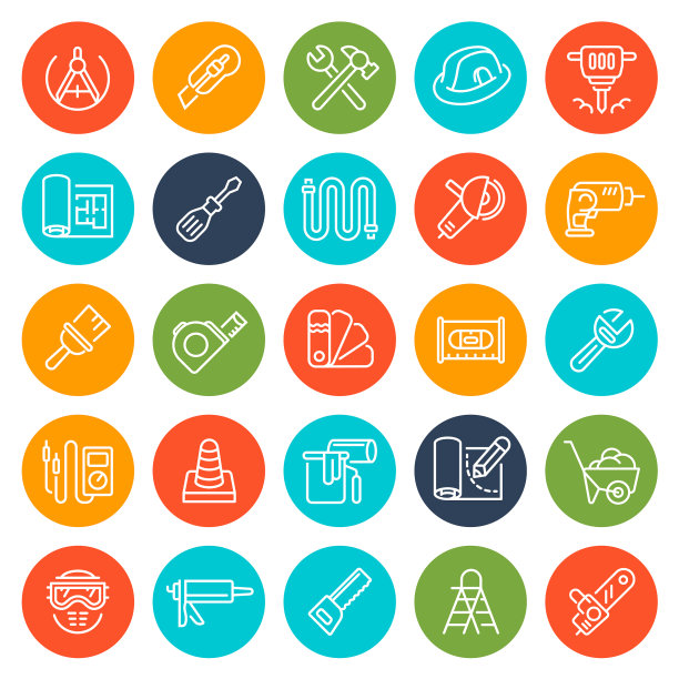 工具和家庭维修圆形图标图片下载