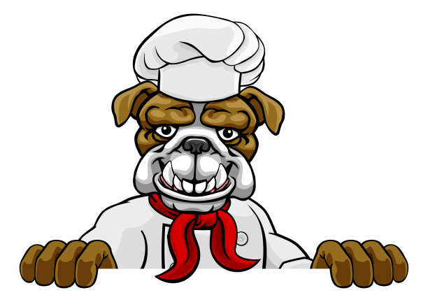 斗牛犬厨师吉祥物卡通图片下载
