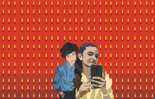 女孩在节日里自拍，图片下载