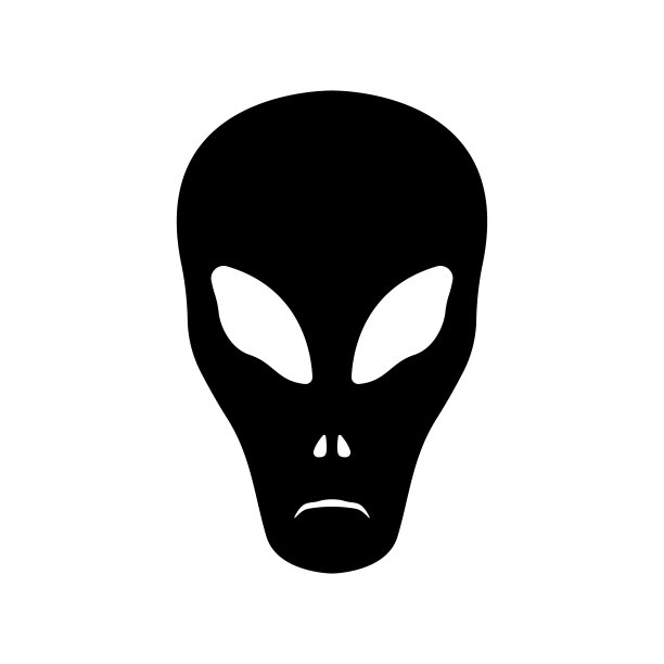 外星人图标。黑色的轮廓。前视图。矢量简单的平面图形说明。白色背景上的孤立物体。隔离。图片下载