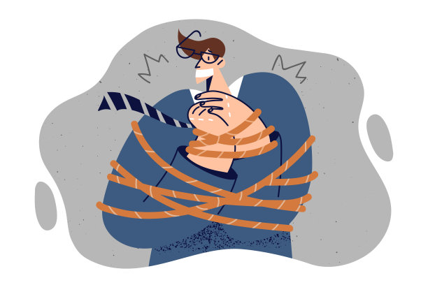 男经理被绑在绳子上，嘴巴被封住，是绑匪索要赎金的受害者图片下载