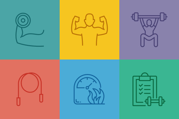 健身和锻炼相关的线条图标。向量符号说明。图片下载