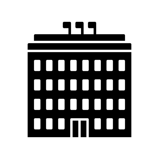 酒店黑线和填充矢量图标图片下载