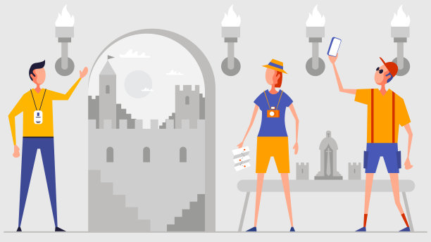 历史城堡和游客图片下载