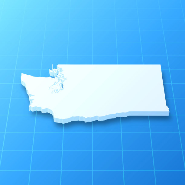 蓝色背景的华盛顿3D地图图片下载