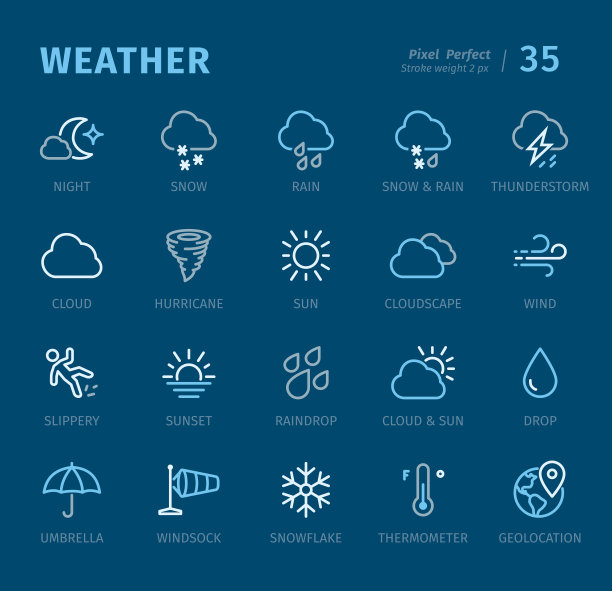带标题的天气轮廓图标图片下载