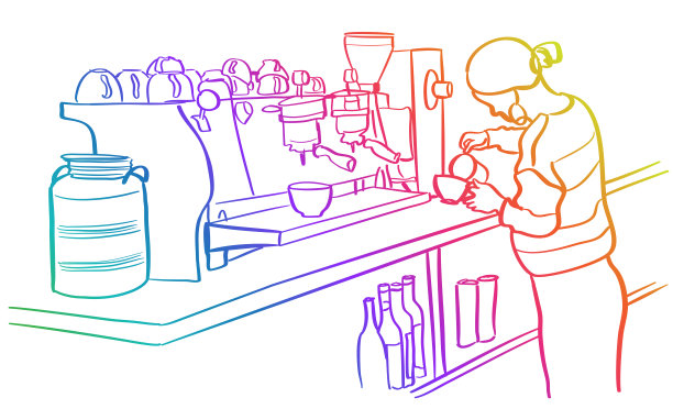 咖啡师在做彩虹拿铁图片下载