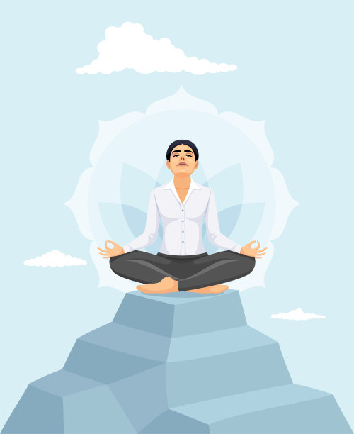 女商人在山上练习瑜伽和冥想。图片下载