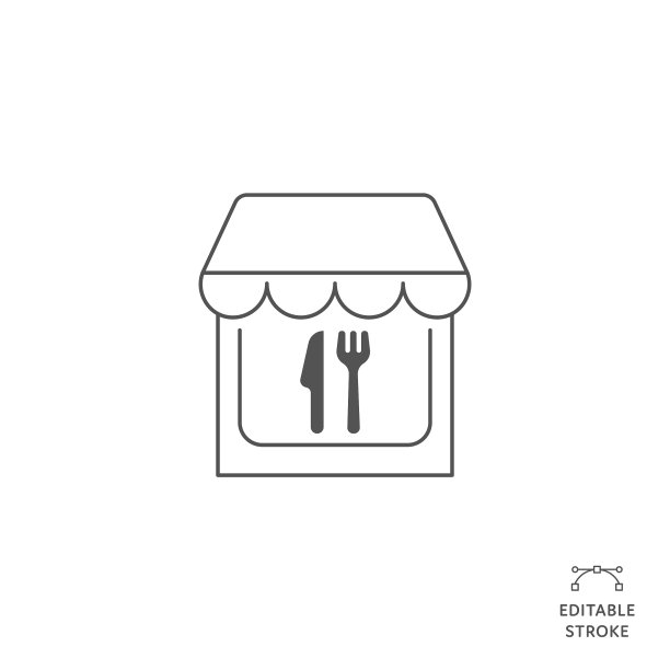 餐厅平线图标与可编辑的笔画。Icon适用于网页设计、移动应用、UI、UX和GUI设计。图片下载