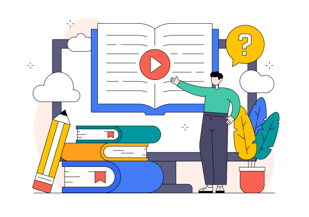 E-Learning平面设计矢量插图图片下载