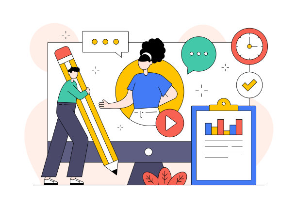 在线课程平面设计矢量插图图片下载