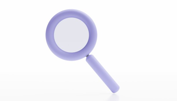 放大镜玻璃蓝色卡通隔离白色背景上的切出。空间，广告模板。三维渲染图片下载