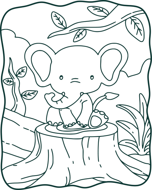 卡通大象坐在一棵树上，已经图片下载