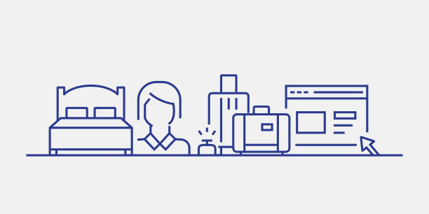 酒店服务和设施相关的网页横幅线条风格。现代线性设计矢量插图的网站横幅，网站标题等。图片下载