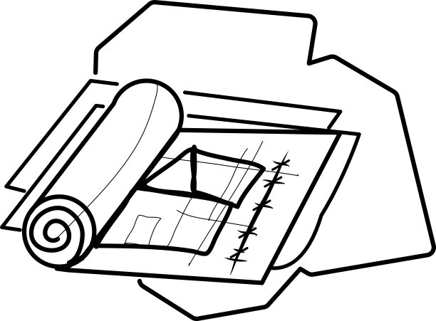 房屋建设计划，商业概念的建设部门，特点是平面设计和线条艺术图标。图片下载