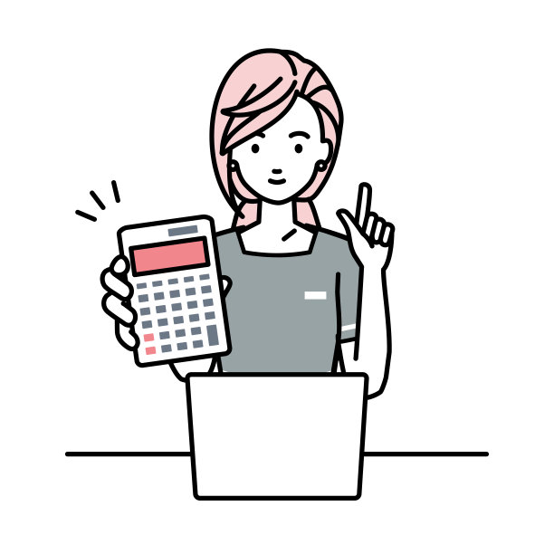 一个美容师，前台女接待员，在笔记本电脑前微笑着推荐、提议、展示估价并指着计算器图片下载