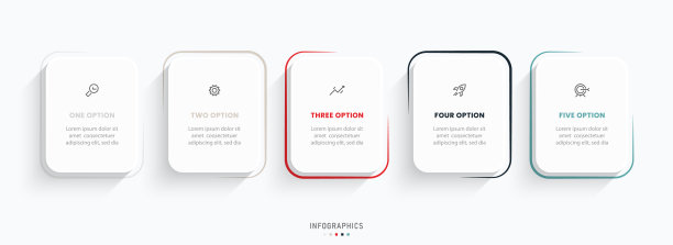 矢量信息图标签设计模板与图标和5个选项或步骤。可用于流程图，演示文稿，工作流程布局，横幅，流程图，信息图。图片下载