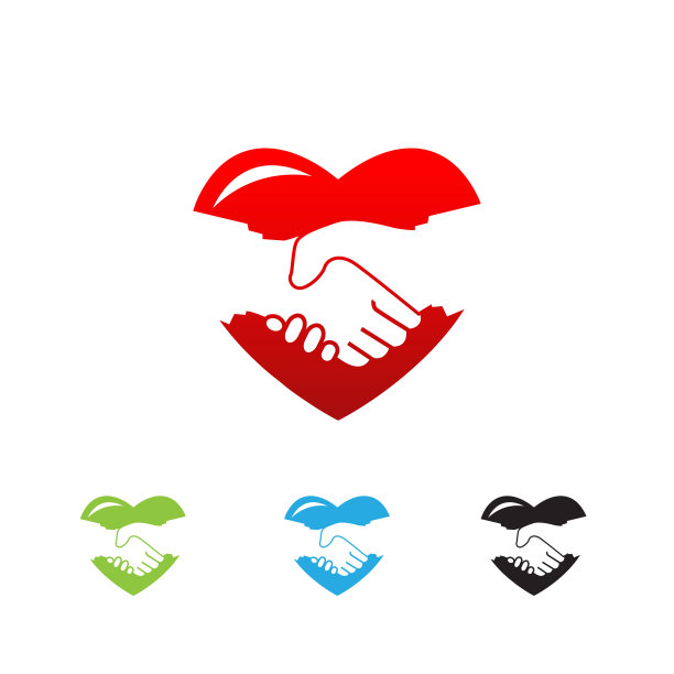 这是一个与健康相关的标志，描绘了一个手持心脏的抽象握手。图片下载