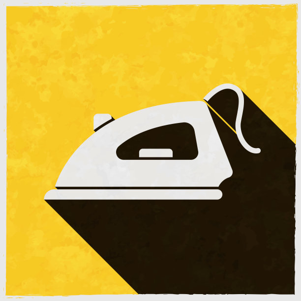 铁。图标与长阴影的纹理黄色背景图片下载