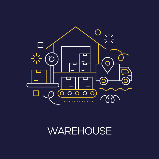 插图仓库概念的向量集。线条艺术风格背景设计网页，横幅，海报，打印等。矢量插图。图片下载