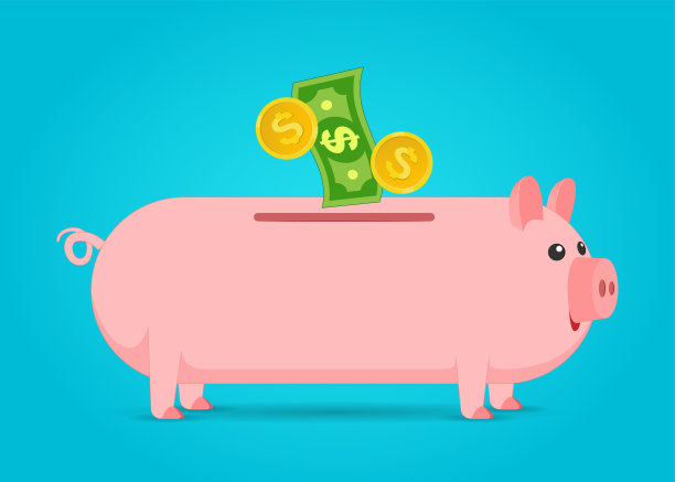 把钱存入存钱罐里。图片下载